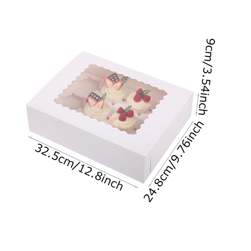 WTEMPO 10PCS 32.5*24.8*9CM 12 Cavities Cupcake Packing Boxes Baking Pastry Cupcake Packaging Boxes Transparent Window Egg Tart Boxes