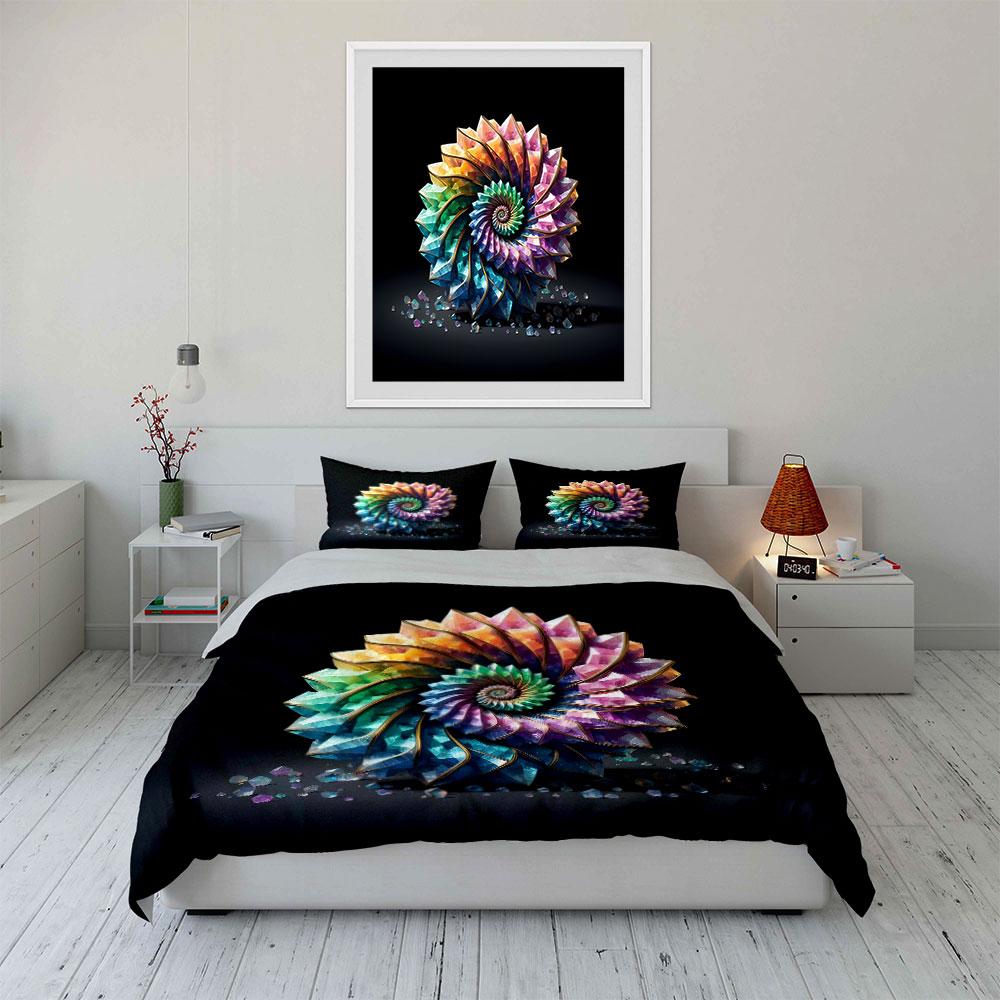 Buntes Kristall-Spiralstruktur-Bettwäsche-Set Für Kinder Luxusgeschenk 3-teiliges Digitaldruck-Bettdecken-Set Weich Bequem Atmungsaktiv
