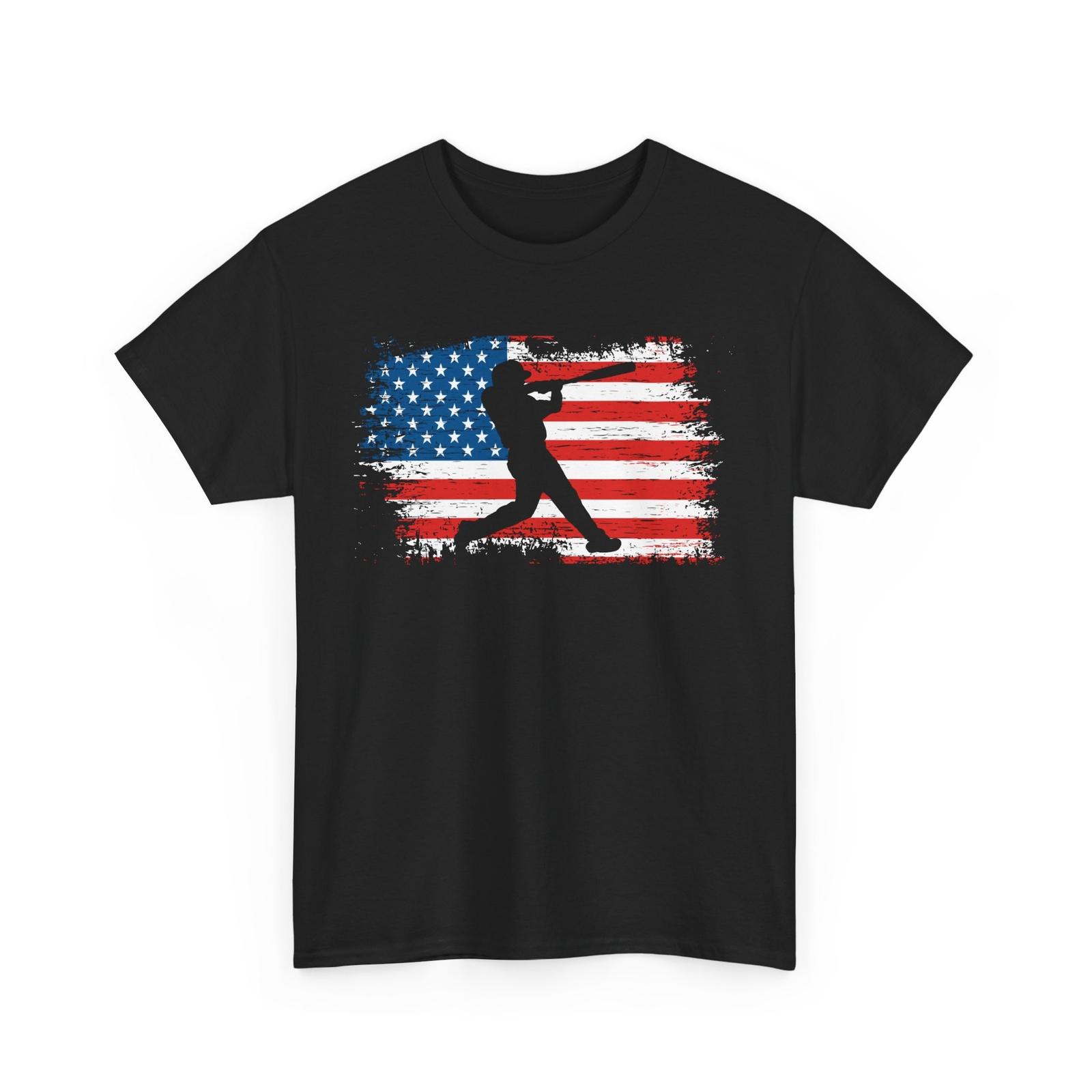 Baseball Player American Flag Shirt, Baseball Sports Lovers Women Men T-Shirt Mens Womens Tees Top M