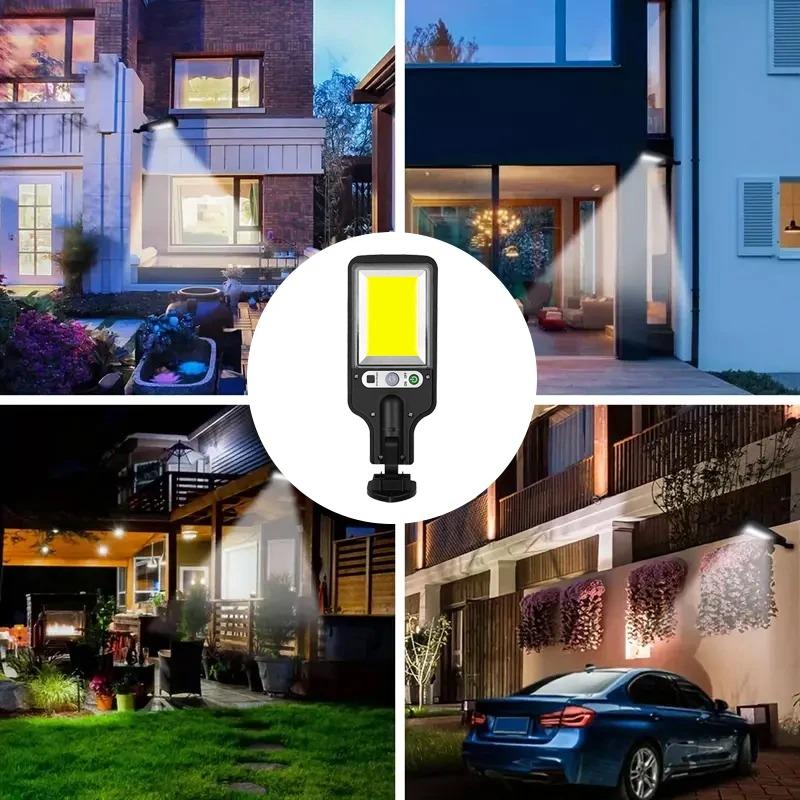 Solar Motion Sensor Lights Solar Powered LED Security Lights COB LED 3 Lighting Modes for Garden Fence Patio Garage
