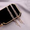 Trendy Tassel Crystal Rhinestone Long Earrings For Women Luxury Shiny Bridal Dangle Drop Earrings Wedding Jewelry Gift Bijoux