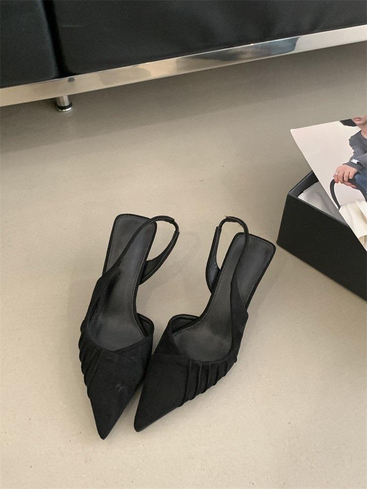 

туфли-стилеты на высоком каблуке зеленая сумка сандалии голова фея обувь темперамент светская львица острый носок одинарные туфли 35 чёрный