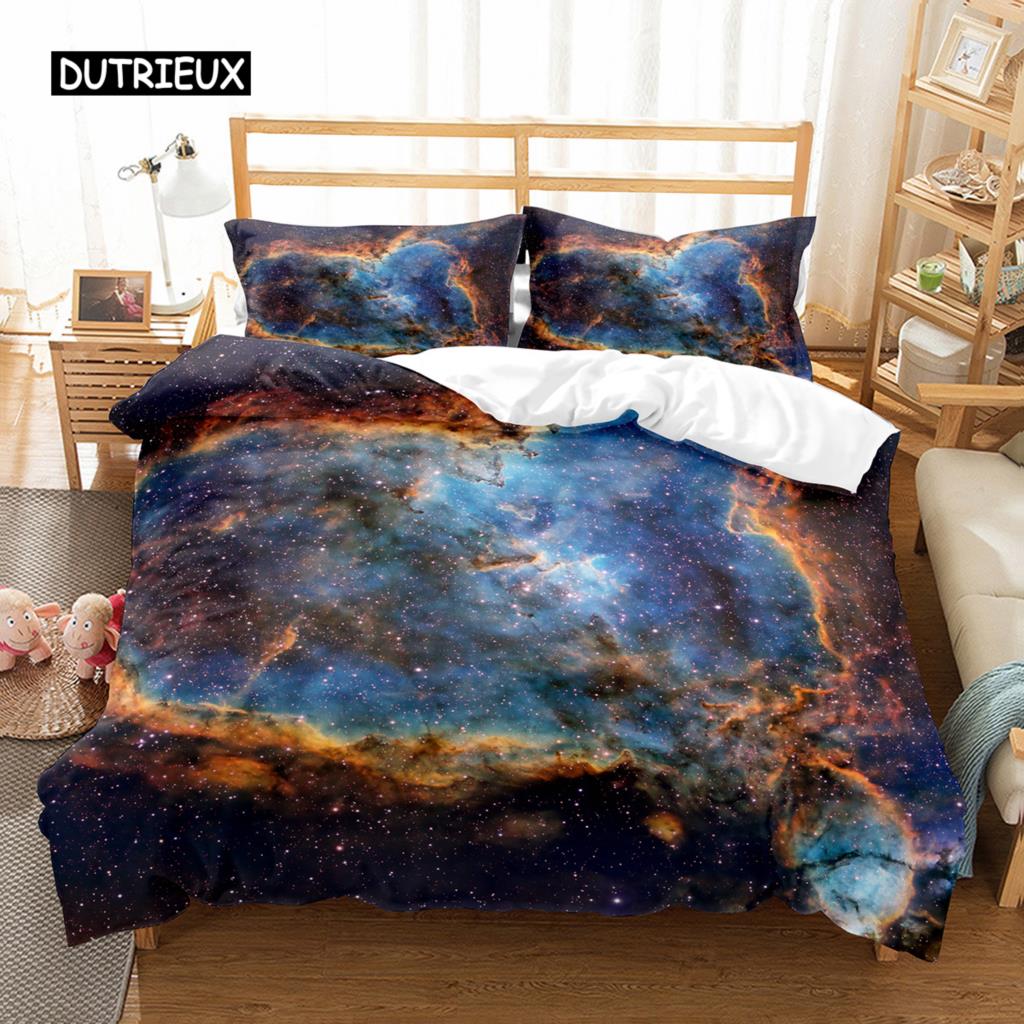 Hubble Image King Queen Duvet Cover Vast Starry Sky Bedding Set Bright Universe Landscape Quilt Cover Polyester Comforter Cover