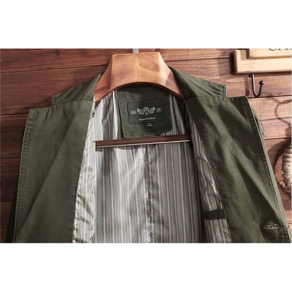 Blazer Tailored Jacket Cotton Suit Jacket Coat Formal Slim Plain Business Casual Commuting Large Size HS29 Military [ZANBANG] Men's Men's (3XL, Green)