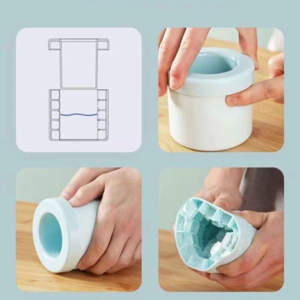 1 Pcs Cylindrical Ice Cube Mold, 3D Ice Tray Ice Cube Tray Ice Mold Silicone Holds 60 Ice Cubes, Push-On Easy Release Ice Bucket