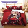 DARLING in the FRANXX Zero Two Pattern Bedding,Quilt Set Quilt Cover Pillowcase Home Birthday Gift (1 * duvet cover + 2 * pillowcase, without core)