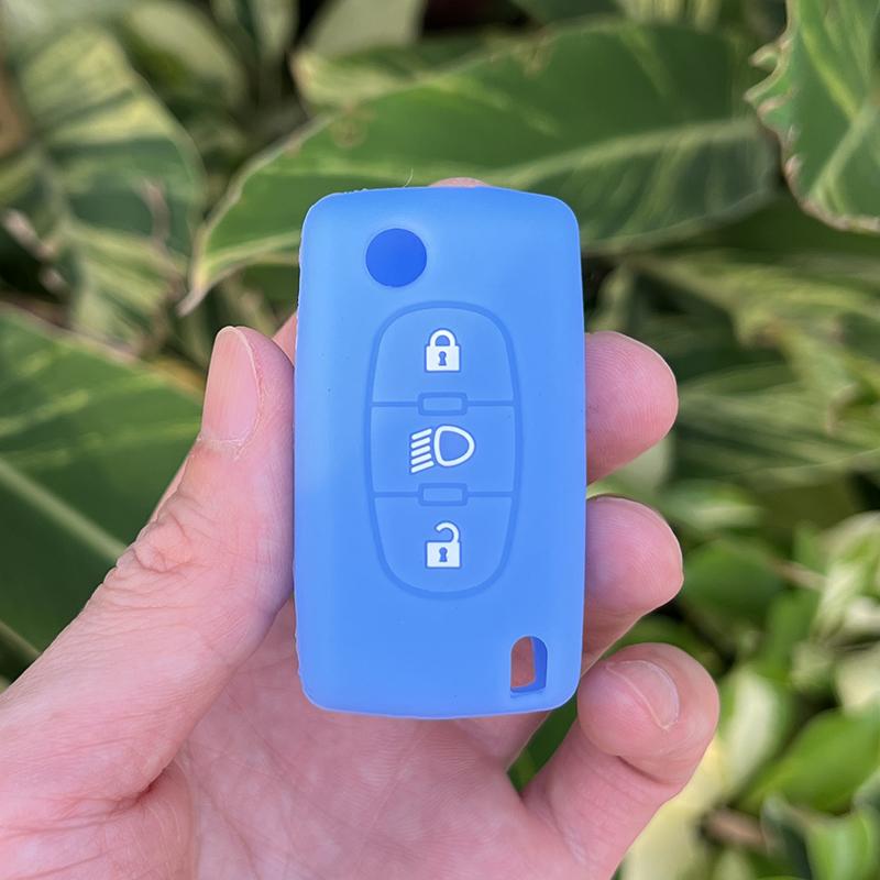 Silicone Car Key Cover for Citroen C4 2008 Picasso Berlingo C3 C5 X7 Xsara C6 C8 Folding 3 Button Key Case Cover Protection