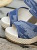Fashion Summer 2025 new sandals, wedge heel, waterproof platform, thick-soled denim high-heeled large-sized slippers