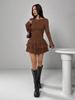 New Women's Fall Winter Solid Slim Fit Elegant Long Sleeve Dress