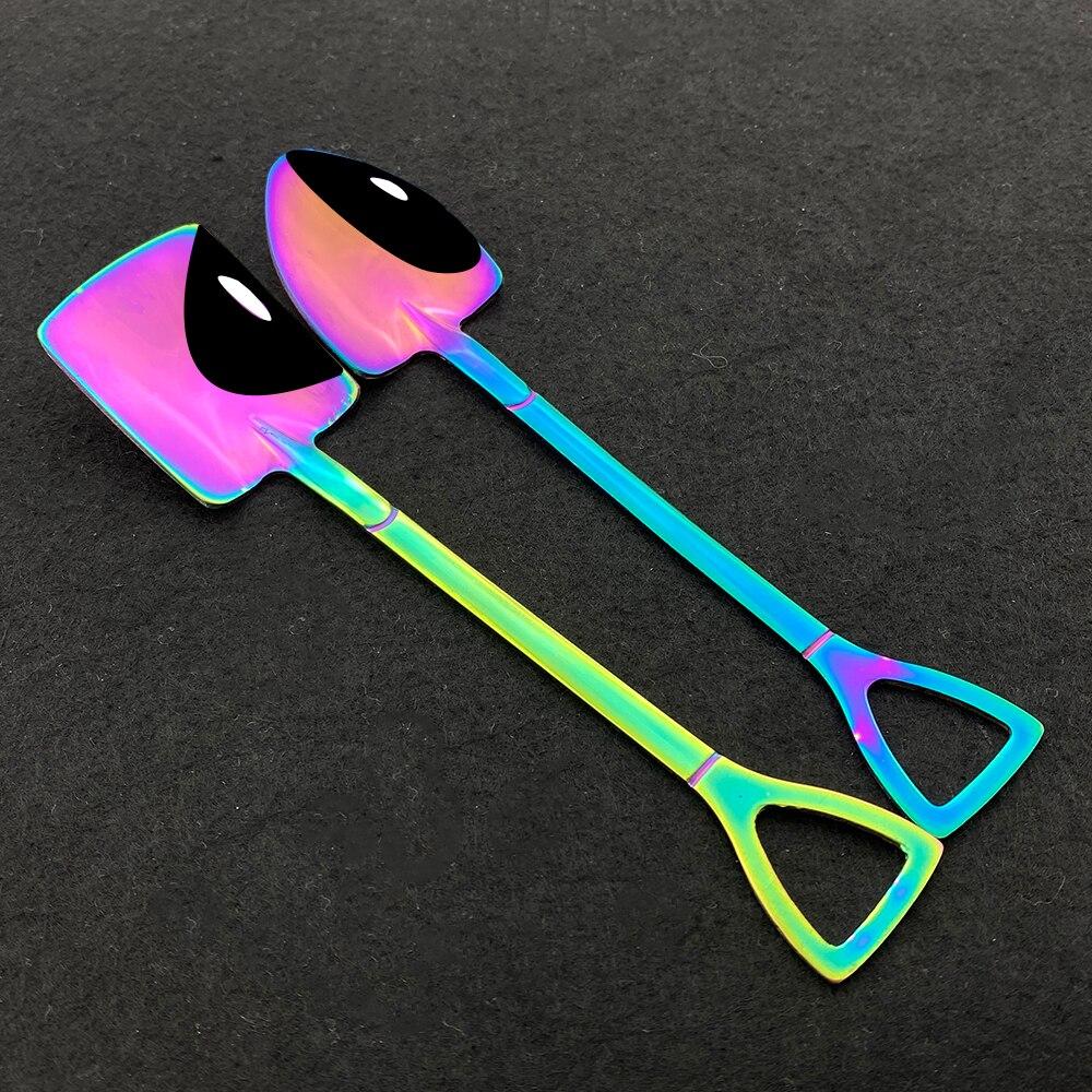 10ks Kovová zmrzlina Kávová lžička Lopatka Tvar Čajová lžička Odpolední čaj Dezert Ovoce Lžička s dlouhou rukojetí Dárková krabička Kuchyňské nářadí