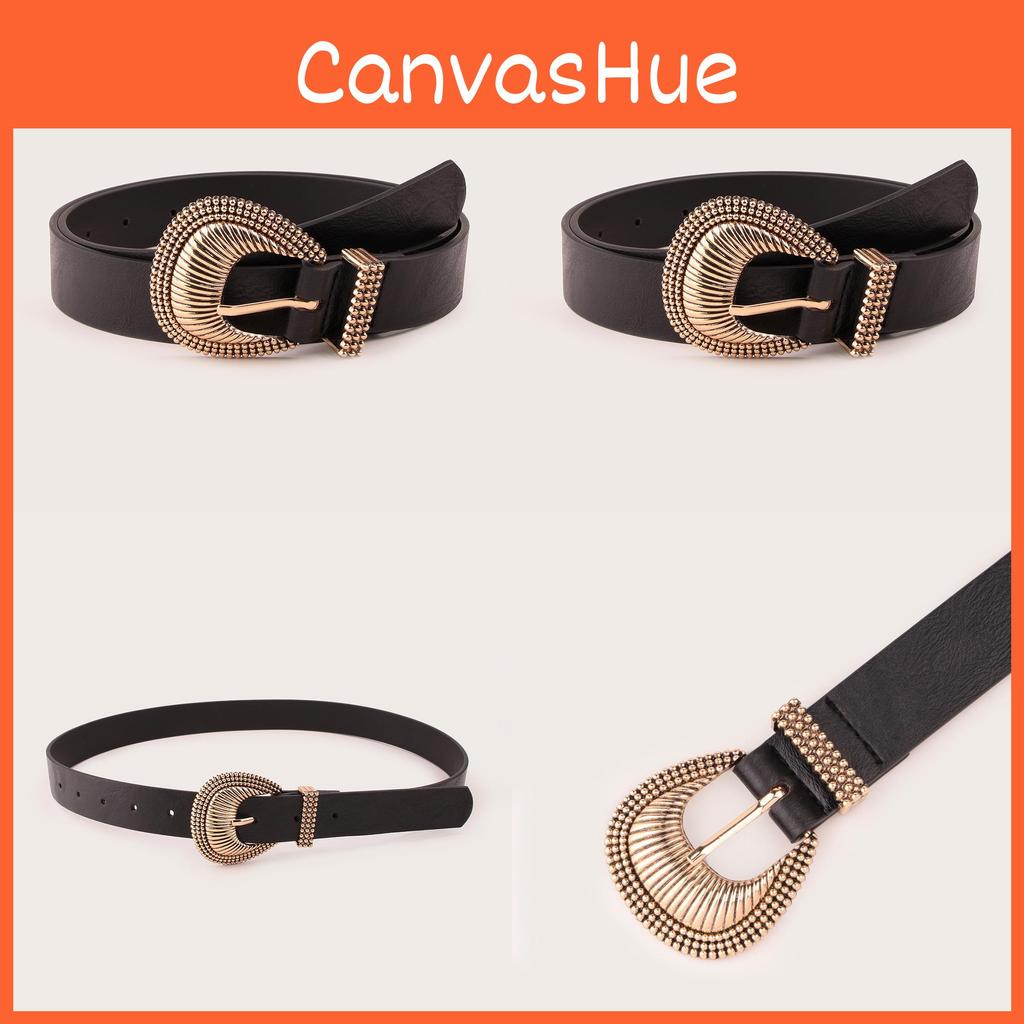 Stylish Womens Faux Leather Belt With Shell Pattern And Metal Pin Closure For Office