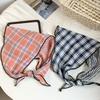 Triangle scarf scarf women's new small fresh literary plaid silk scarf neck protection small scarf sun protection headscarf headband