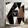 Luxury Geometric Patterned Black Gold Bath Shower Curtain Modern Decorative Customizable Size Bathroom Accessories Set Home Deco