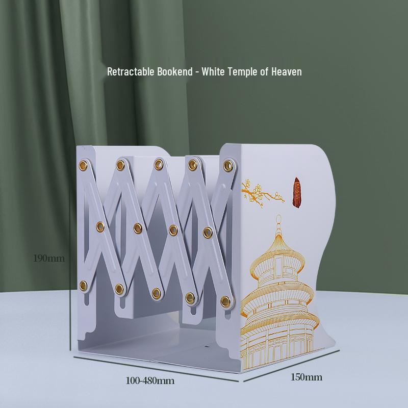 Retractable Desktop Book Holder and Folding Bookshelf with Pen Holder