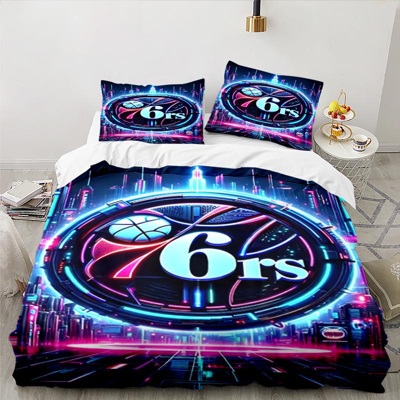 76ers Basketball Team Bedding Set 3pcs, High Quality Bedding Set Including 1pc Duvet Cover And 2pcs Pillowcases for Bedroom, Dormitory Gift