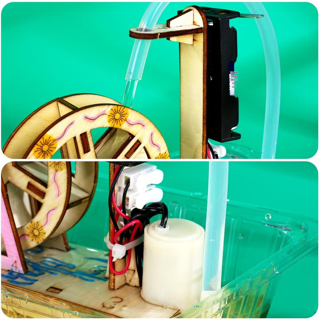 Wasserrad-Technik: Doppelt verwendbares elektrisches und manuelles STEM-Kit für wissenschaftliche Experimente für Kinder