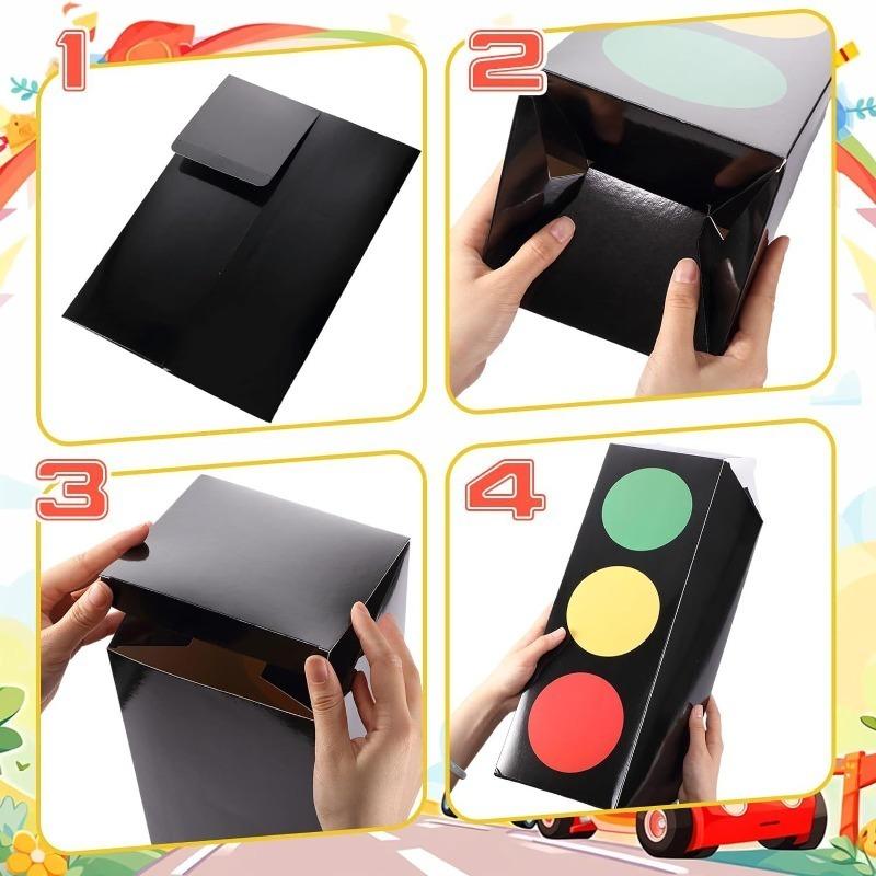 1/2pcsTraffic Light Gift Box, Birthday Party Signal Light Square Box, Racing-themed Packaging Paper Box, Storage Box