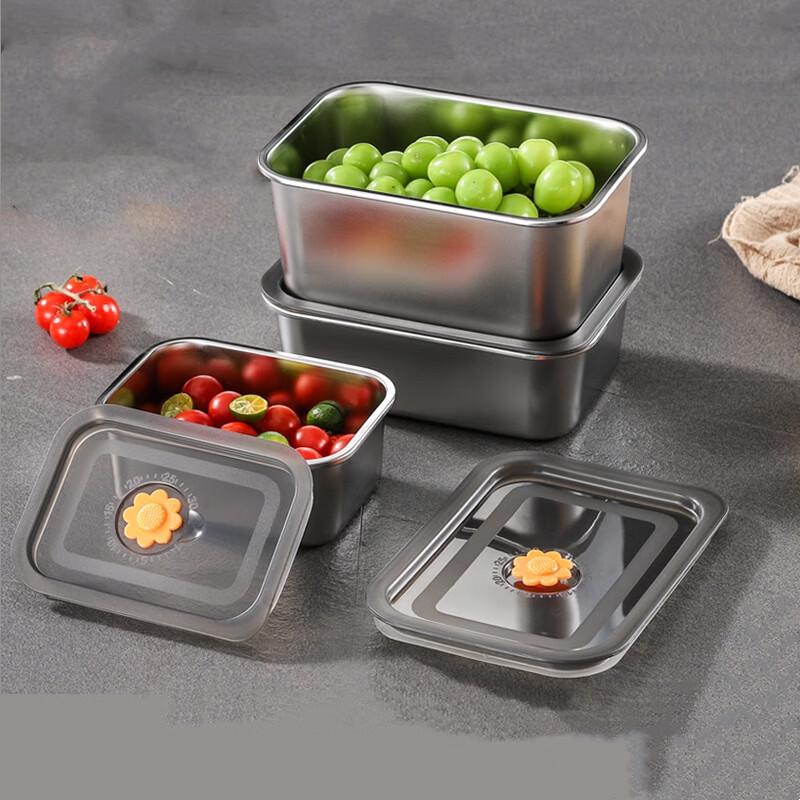ZISIZ 304 Stainless Steel Rectangular Food Storage Container