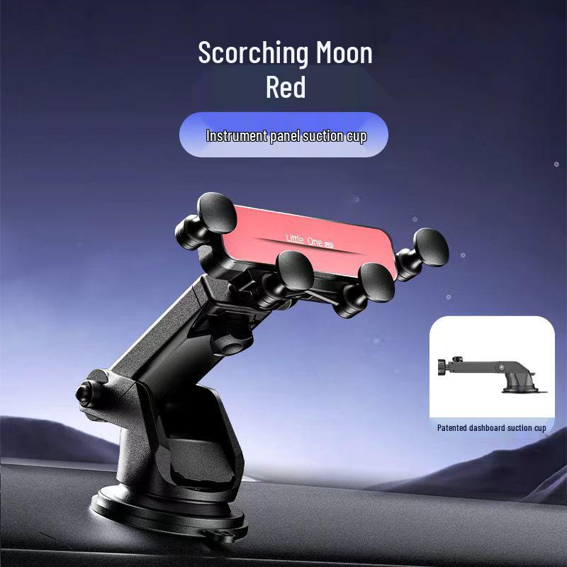 Universal Car Phone Holder with Air Vent Gravity Linkage and Dashboard Suction Cup