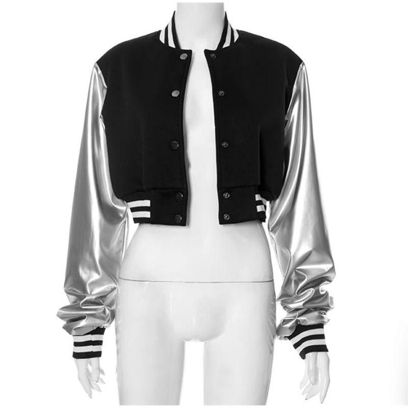 

INS European and American Leisure Baseball Jacket Women s Baseball Uniform Jacket Coat Women Black S