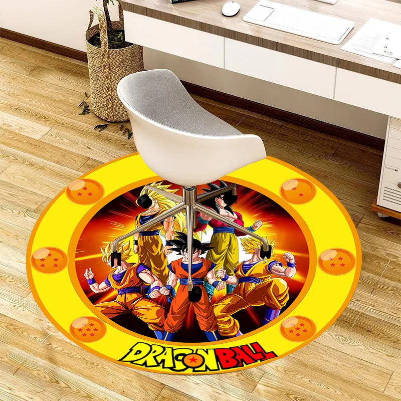 1pc Dragon Ball Characters Artwork Round Carpet, Made of Polyester,Perfect for Decorating Office Chairs, Living Rooms