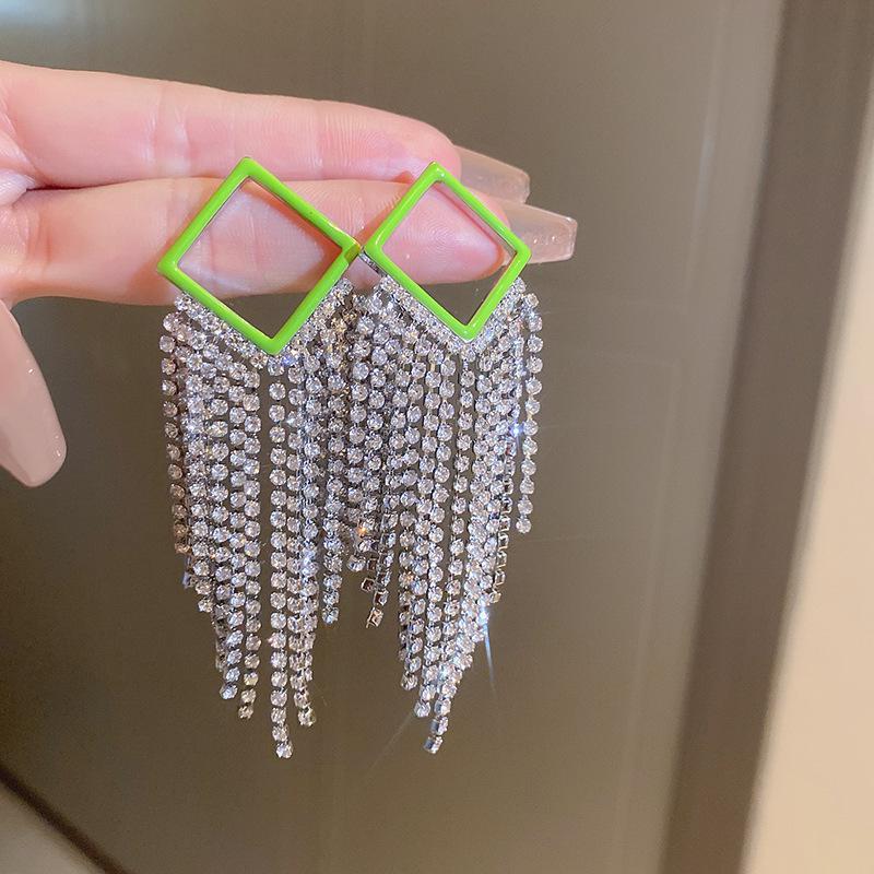 Silver Needle Water Drop Tassel Earrings - Light Luxury High-End Design for Women's Fashion.