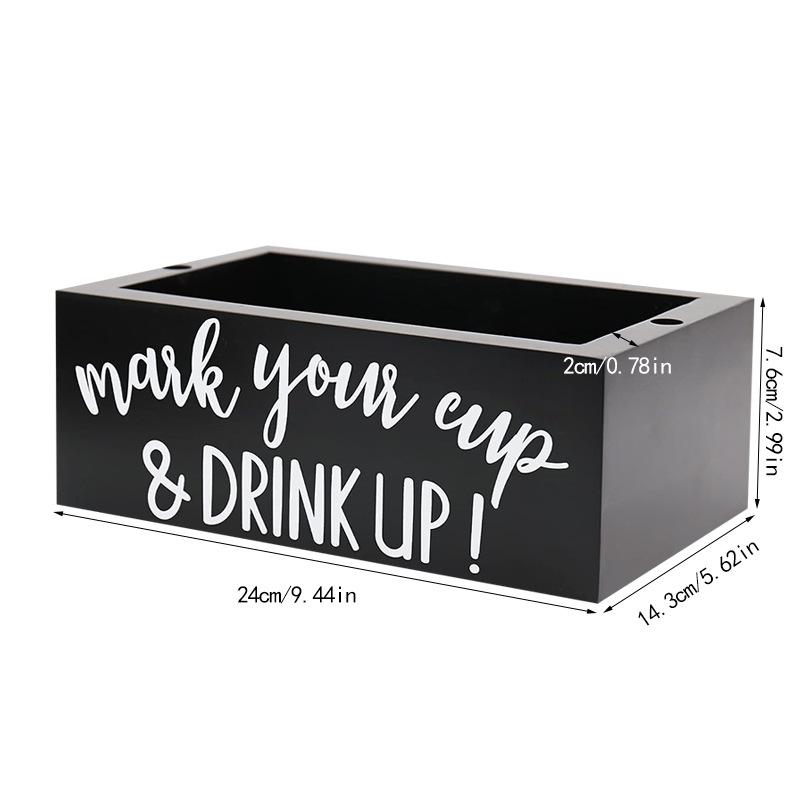 Party Cup Dispenser Wooden Cup Holder with Pen Slot and Party Cups Organizer Mark Your Cup and Drink Up Home Bar Birthday Party