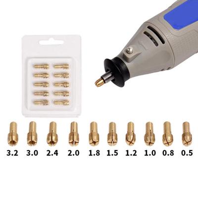 1/3set Mini Brass Copper Collets Chucks for Twist Drill Motor Shaft Grinder 0.5mm-3.2mm Quick Chuck Set Hot Sale