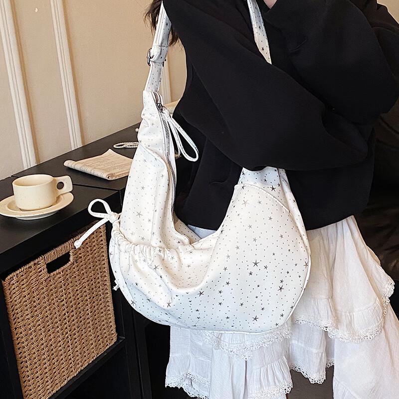 OGAR Korean Style Polka Dot Pleated Dumpling Crossbody Bag Medium