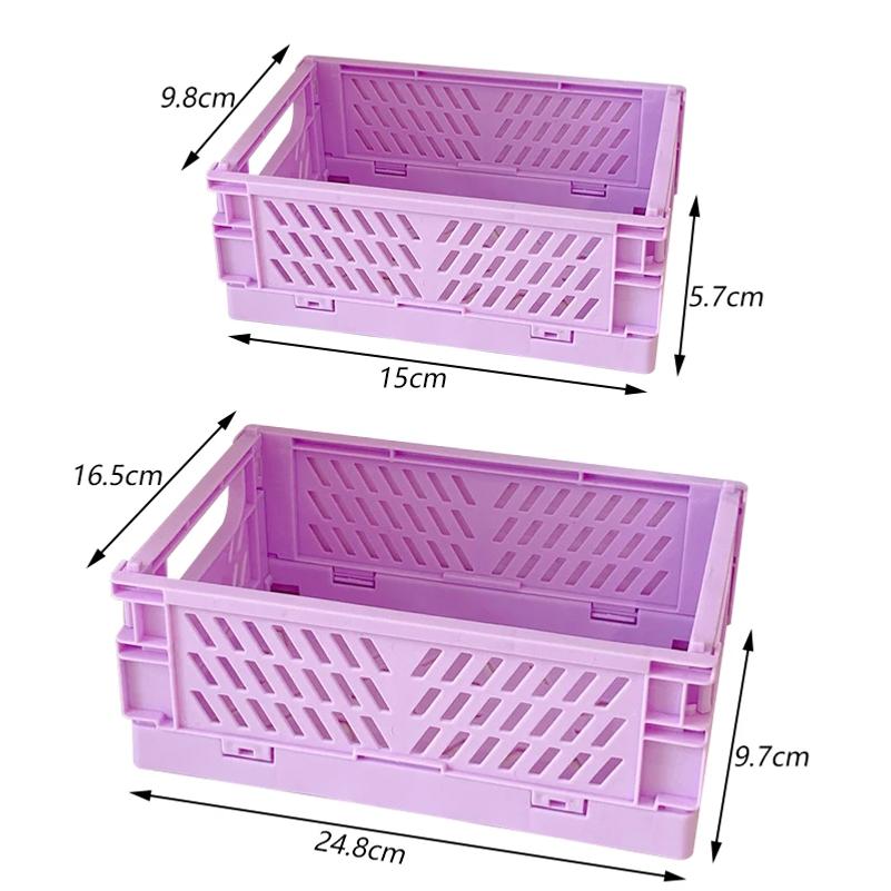 Caja plegable de plástico, caja de almacenamiento plegable, cesta, contenedor de cosméticos de utilidad, soporte de escritorio, uso doméstico, caja de almacenamiento de escritorio escolar