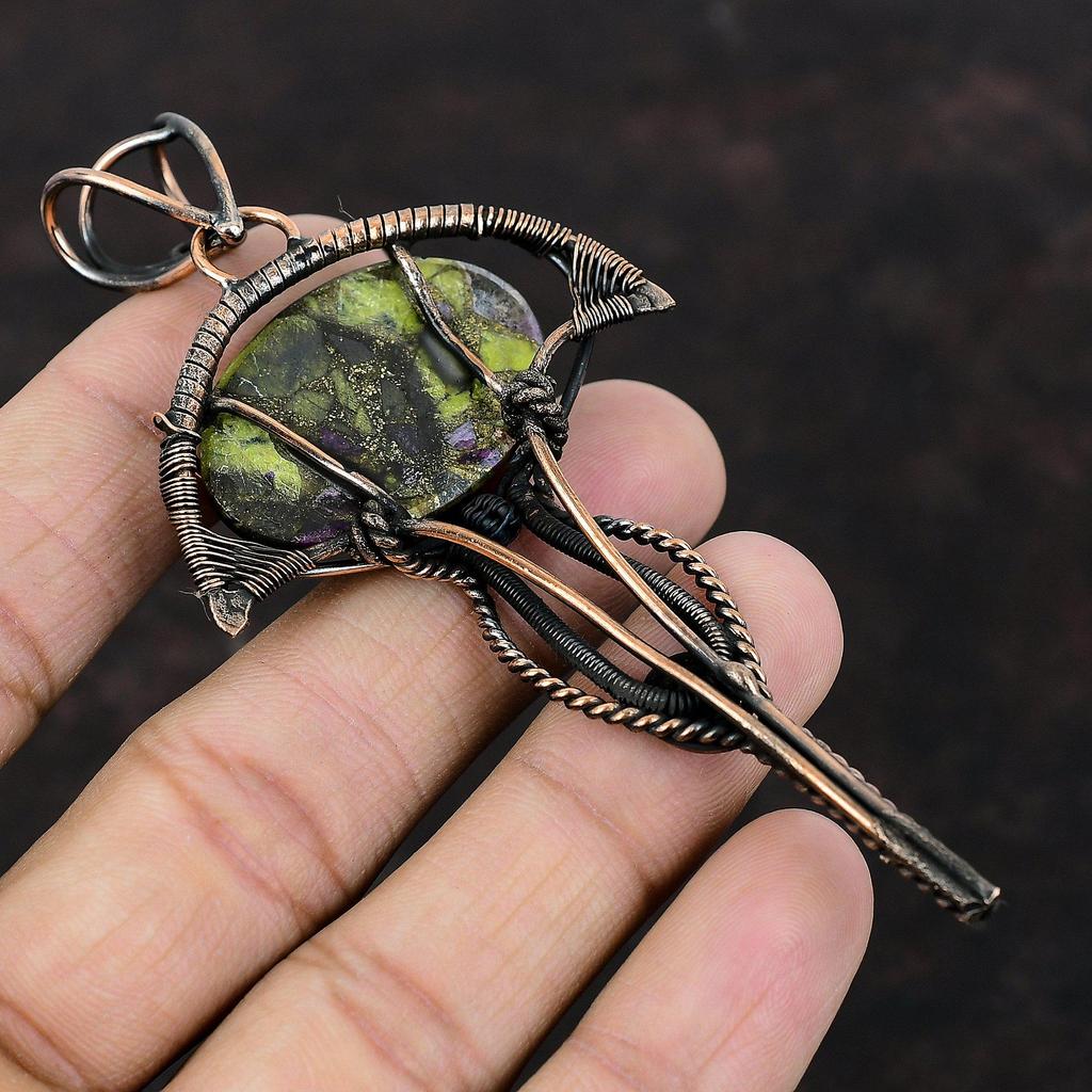 Copper Stichtite Pendant Copper Wire Wrapped Gemstone Pendant Handmade Jewelry Ethnic Style Pendant Gift For Women Wonderful Copper Jewelry