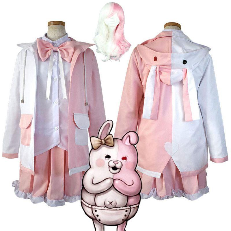 Danganronpa Danganronpa 2 Monomi Pink White Rabbit Cosplay Costume Outfits Wig