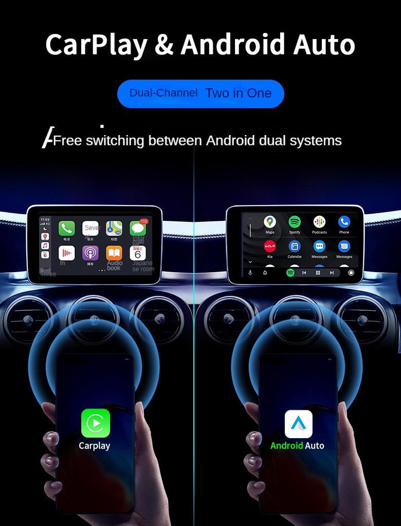 Mini Wired to Wireless CarPlay Dongle 2in1 AI Box CarPlay 5GWifi Bluetooth Android Auto Plug and Play Non-inductive Connection