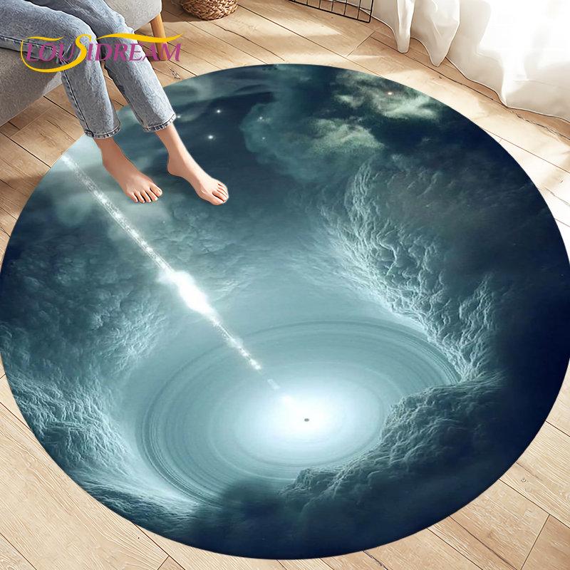 3D Natural ,Tornado, Cloud Area Rug,Round Carpet Rug for Living Room Bedroom Sofa Decoration,Kid Play Game Non-slip Floor Mat