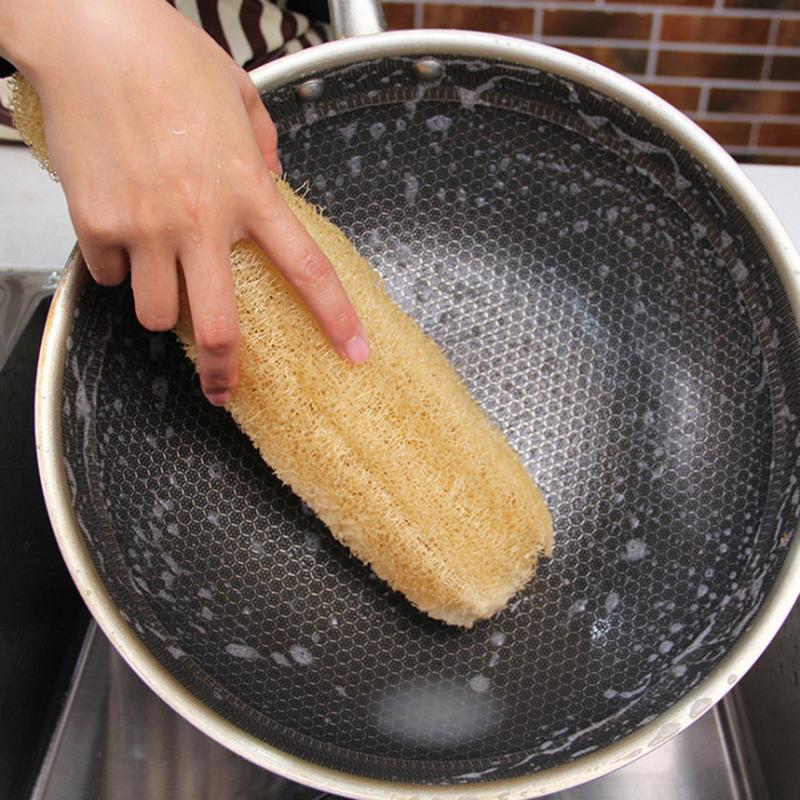 1Pcs Natural Loofah Luffa Kitchen Cleaning Brush Pot Bowl Dishes Sponge Scrubber Dish Towels Bath Shower Scrubbing 20-29cm