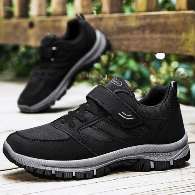 

Модная мужская веганская обувь Повседневная мужская обувь Модный узор Однотонная Простая Толстая подошва Застежка-липучка Четыре мужские ботинки Повседневная обувь 44 чёрный