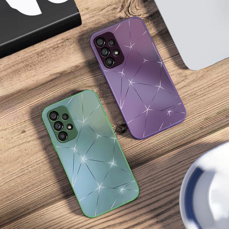 Lingge Dazzling Light For Samsung Galaxy S10 4G S20 11E 30 S21 21Fe 22 S24 Pro S23 Ultra 5G S8 S9 Tempered Glass Phone Case