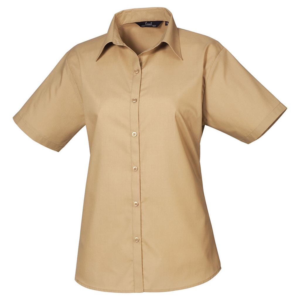 Premier Womens/Ladies Poplin Short-Sleeved Blouse