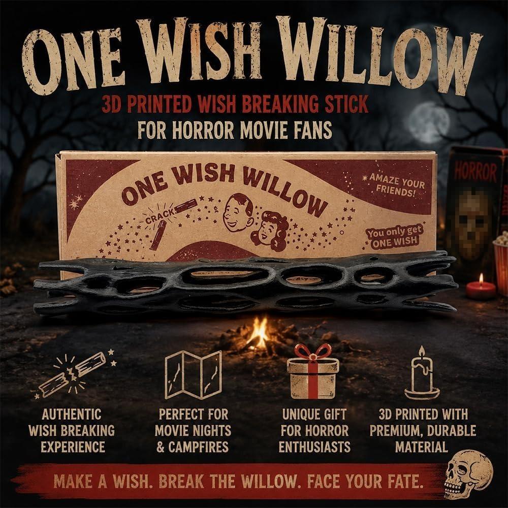 One Wish Willow Stick and Box, 3D Printed Wish-Making Snap Stick for Horror Movie Fans Gift, Fun Party Lucky Charm