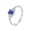 S925 Sterling Silver Blue Spinel Sparkling Ring