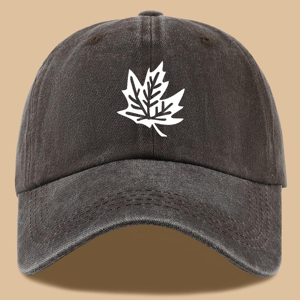 Maple Leaf Print Retro Trucker Cap Breathable Adjustable Baseball Cap Unisex Sun Hat