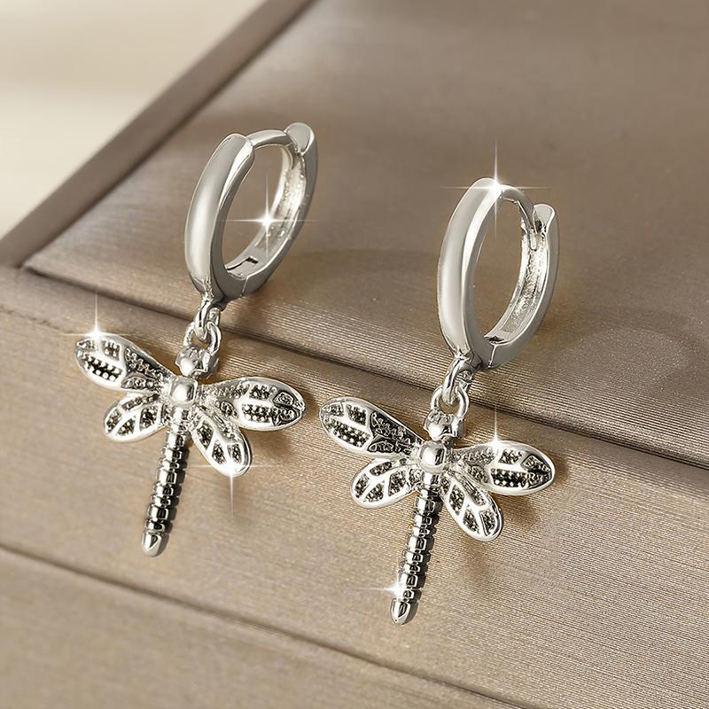 Huitan Elegant Women Drop Earrings Dragonfly Shaped Versatile Party Daily Animal Fancy Accessories Lady Delicate Metal JewelryGood Product