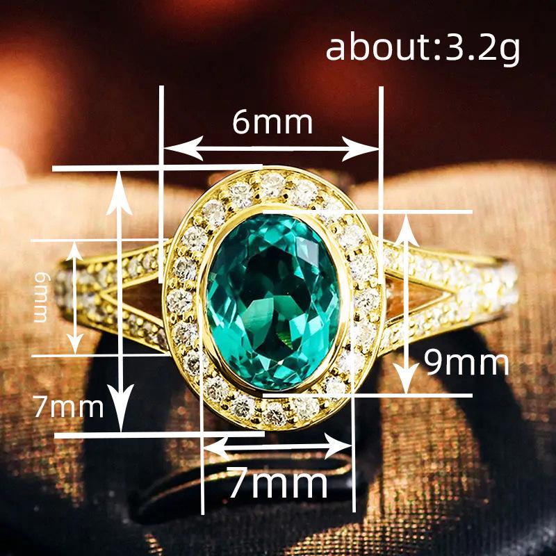 Quality Oval Zircon Engagement Rings for Women Female Vintage Green Crystal 14k Gold Plating Rings Women Lady Gift