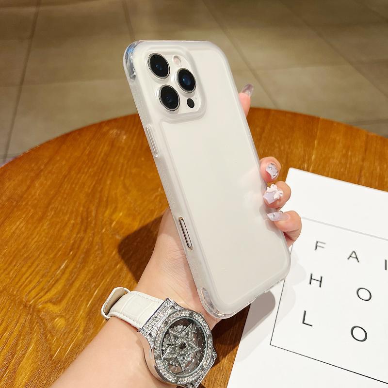 New Solid Color Border Four Corner Anti Fall HD Transparent Bumper Phone Case For iPhone 17 Pro Max Air 15 12 13 14 16 Pro Max