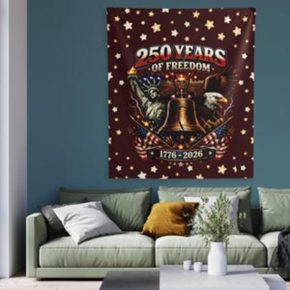 250 Years Freedom Tapestry Single Sided 2DPrint Soft Polyester Wall Tapestry Living Room Bedroom Dorm Patriotic Decor Proud Gift 74x94cm(29x37in)