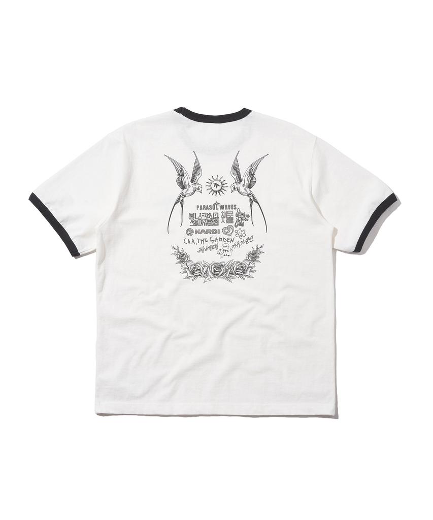 DISCUS ATHLETIC Jeebi Dabang Compilation 2024 Lineup Ringer T-Shirt Off-White