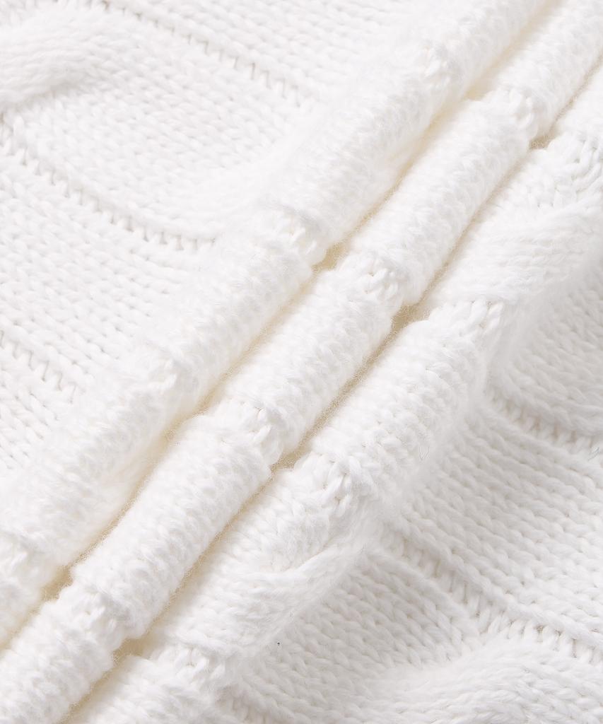 POLO RALPH LAUREN Iconic Cable Knit Flag Sweater - White