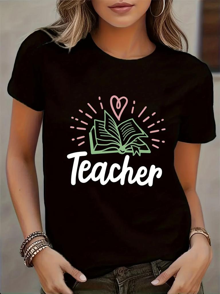 Gratitude Teacher  Pattern Printed Womens Top Tshirt Round Neck Short Sleeved Casual Womens Summer Tshirt Clothing Y2k Top