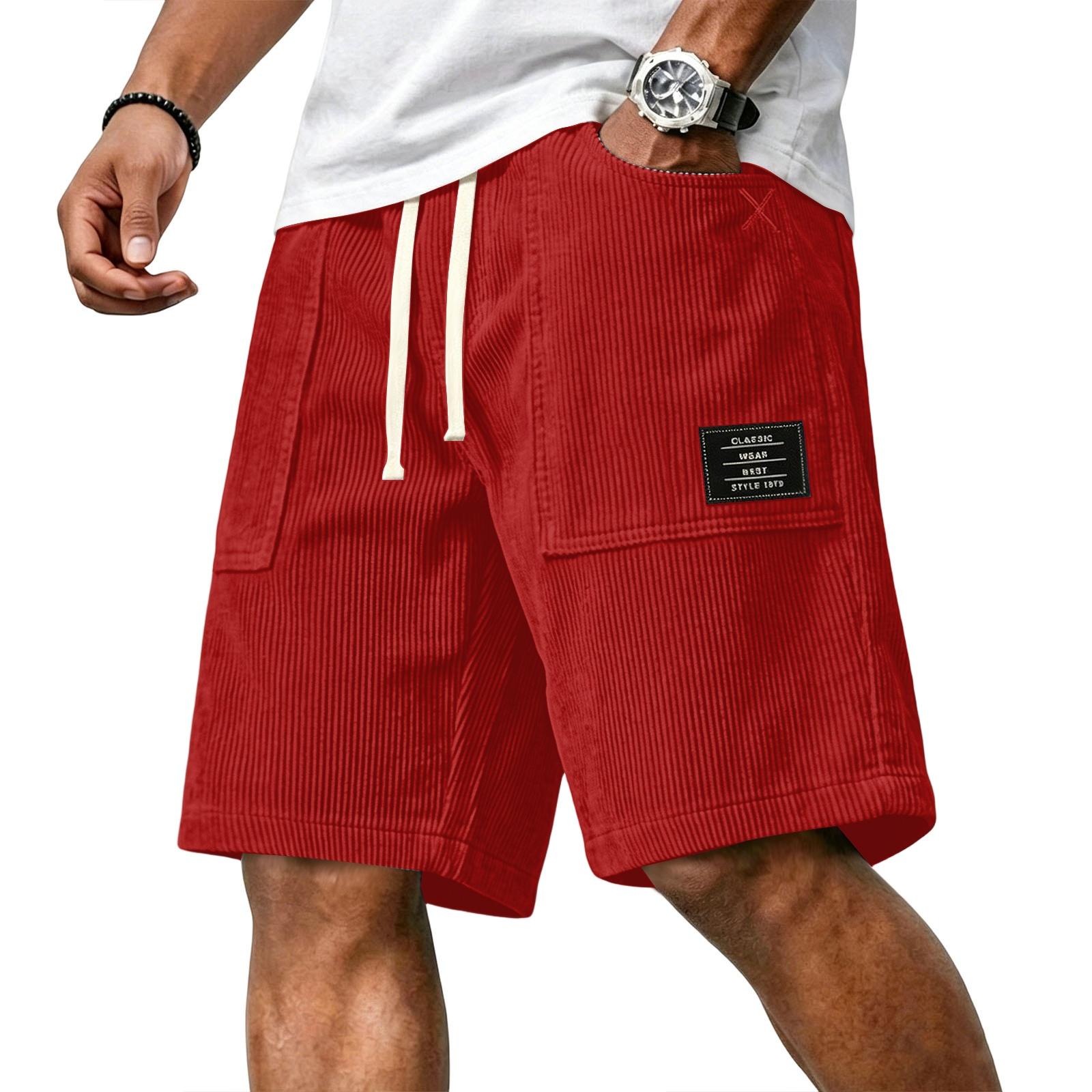 

Men s Casual Corduroy Drawstring Shorts with Front Patch Pockets and Elastic Waistband Suitable for Everyday Wear and Outdoor Activities XXXXXL