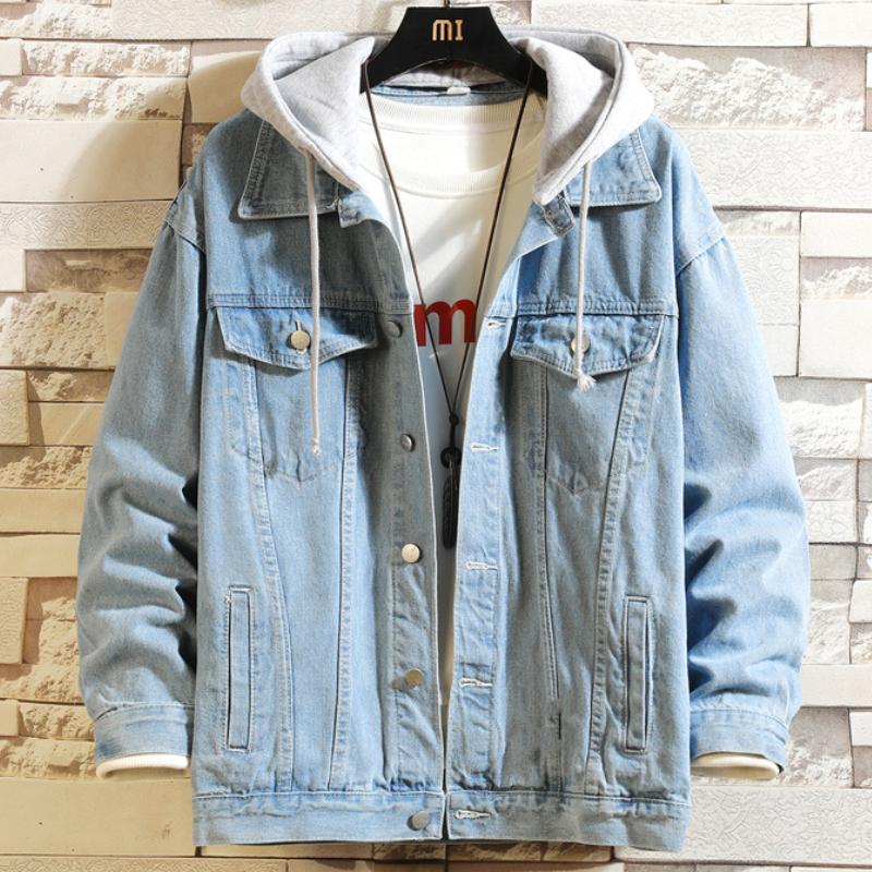 Hooded Denim Jacket Men's Hip Hop Jeans Coat Retro Jean Jacket Street Casual Bomber Jacket Outerwear Hoodies